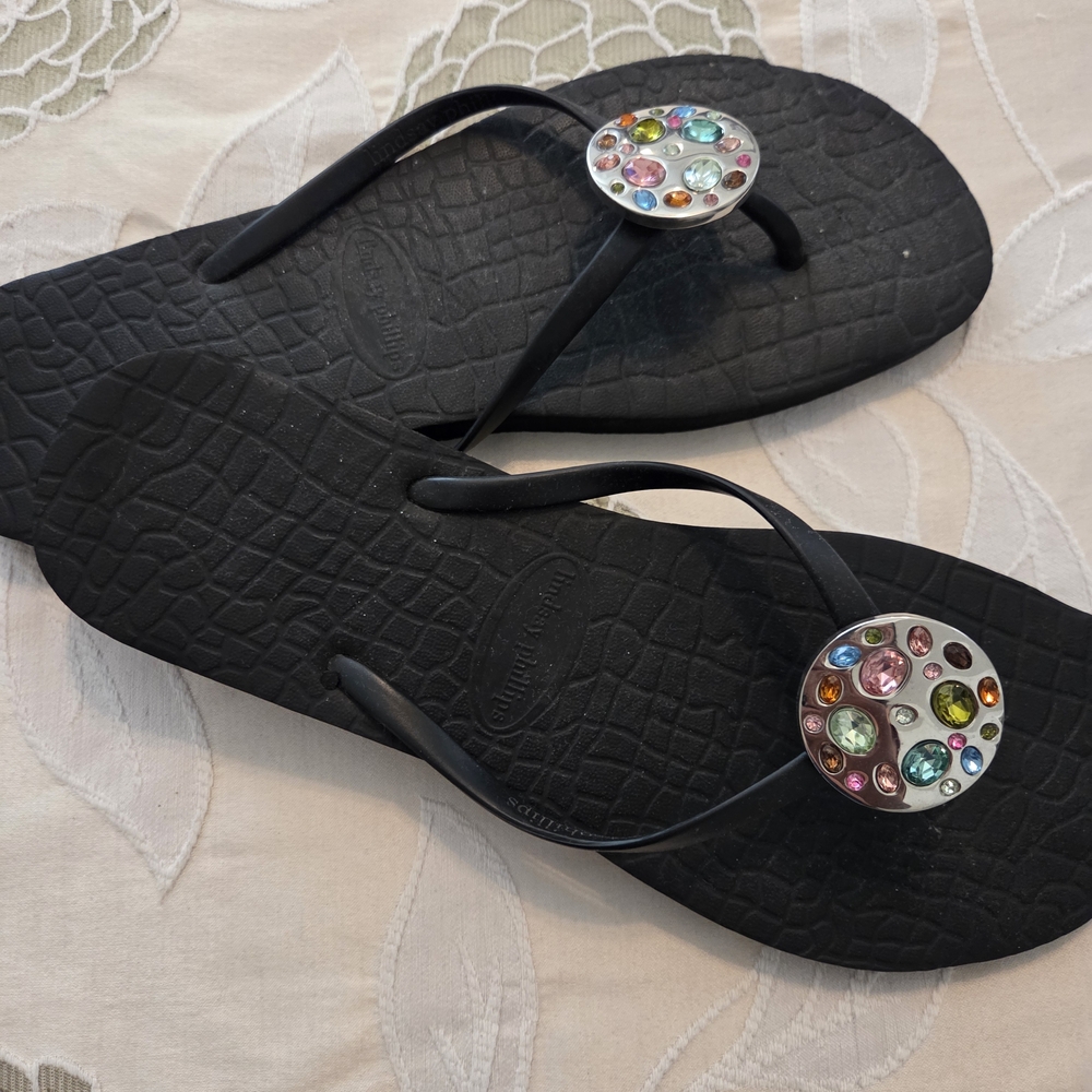 lindsay phillips Black Textured Flip Flop Sole